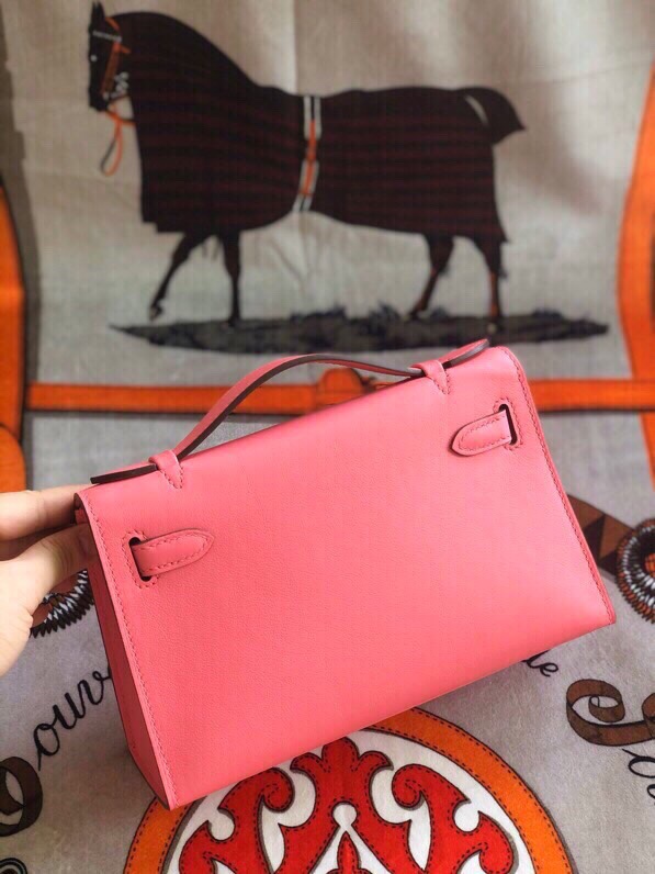 에르메스 미니 켈리백22 립스틱 핑크 은장 스위프트